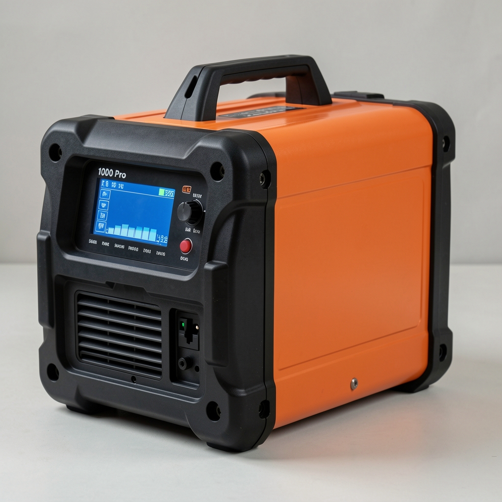 Jackery Explorer 1000 Pro taşınabilir güç istasyonu turuncu siyah kasa ve LCD ekran
